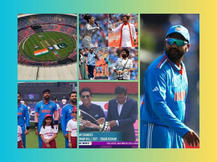 India Vs Pakistan Live Update Arijit Singh Sunidhi Chauhan Shankar Mahadevan and Sukhwinder Singh performance at the Narendra Modi Stadium India Vs Pakistan Live Update : मैदान खचाखच भरले, क्रिकेटचा देव ट्राॅफीसह अवतरला, अरजित, शंकर महादेवनच्या आवाजाने चार चाँद; महामुकाबल्याची यादगार सुरुवात!