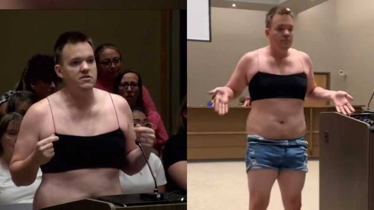 Arizona dad strips down to crop top and shorts at board meeting to protest school dress code Arizona: ਕ੍ਰੌਪ ਟਾਪ ਅਤੇ ਸ਼ਾਰਟਸ ਪਾ ਕੇ ਆਪਣੇ ਬੱਚੇ ਦੀ ਸਕੂਲ ਮੀਟਿੰਗ 'ਚ ਪਹੁੰਚ ਗਿਆ ਇੱਕ ਪਿਤਾ, ਮਾਸਟਰ ਦੇਖ ਕੇ ਰਹਿਣ ਗਏ ਹੈਰਾਨ, ਕੀ ਹੈ ਪੂਰਾ ਮਾਮਲਾ