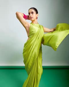 Sanya Malhotra Lights Up The Mood In A Neon Saree - SEE PICS