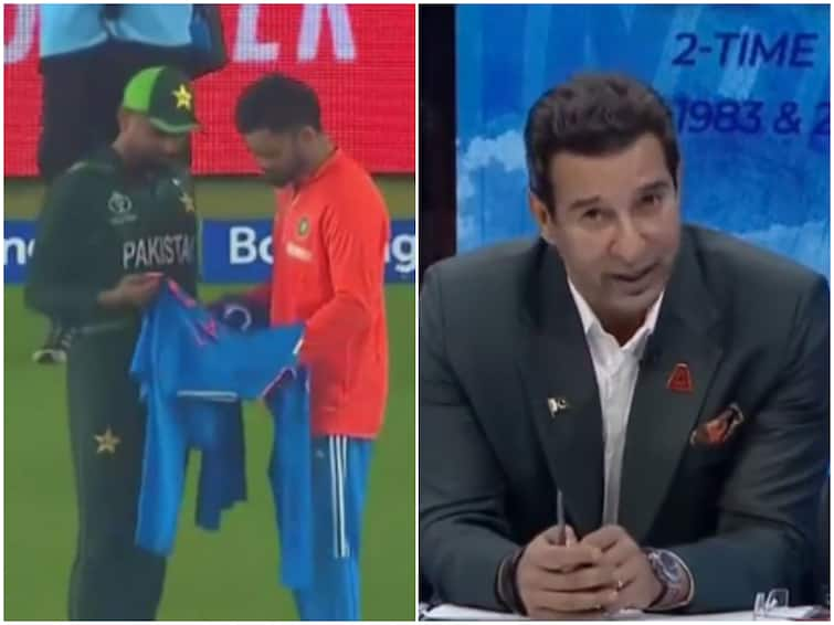 Wasim Akram Slams Babar Azam Viral Video Babar Azam swaps India jerseys with Virat Kohli video in IND vs PAK