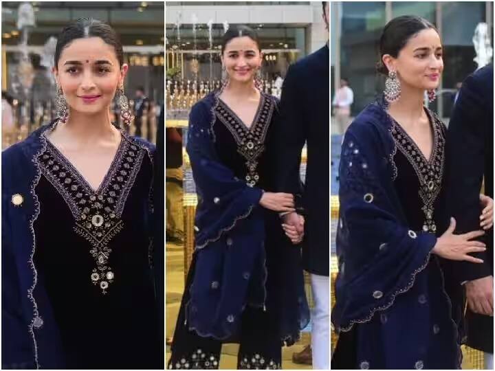 ਇਵੈਂਟ 'ਚ ਆਲੀਆ ਭੱਟ ਨੀਲੇ ਰੰਗ ਦੇ ਕਢਾਈ ਵਾਲੇ ਸੂਟ 'ਚ ਨਜ਼ਰ ਆਈ। ਉਸਨੇ ਸੂਟ ਨੂੰ ਮੈਚਿੰਗ ਦੁਪੱਟੇ ਅਤੇ ਗੋਲਡਨ ਹੀਲਜ਼ ਨਾਲ ਜੋੜਿਆ। ਅਦਾਕਾਰਾ ਨੇ ਇਸ ਲੁੱਕ ਨੂੰ ਹੈਵੀ ਈਅਰਰਿੰਗਸ ਅਤੇ ਲਾਲ ਬਿੰਦੀ ਨਾਲ ਪੂਰਾ ਕੀਤਾ। ਆਲੀਆ ਬੰਨ ਹੇਅਰ ਸਟਾਈਲ ਦੇ ਨਾਲ ਲਾਲ ਬਿੰਦੀ ਲਗਾ ਕੇ ਬਹੁਤ ਖੂਬਸੂਰਤ ਲੱਗ ਰਹੀ ਸੀ।