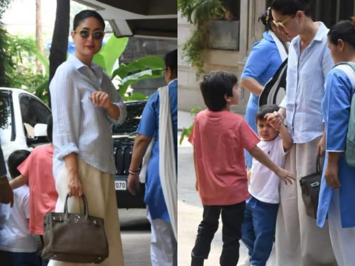 Kareena Kapoor Kha With Sons: बॉलीवुड एक्ट्रेस करीना कपूर खान हाल ही में अपने पिता से मिलने के लिए उनके घर पहुंचीं. इस दौरान एक्ट्रेस के साथ उनके दोनों बेटे भी नजर आए. नीचे देखिए तस्वीरें....