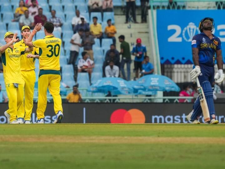 ODI World Cup 2023 Sri Lanka give target 210 runs against Australia Innings highlights Ekana Sports City Stadium AUS vs SL: श्रीलंका के खिलाफ पुराने रंग में नजर आए कंगारू, ताश के पत्तों की तरह बिखरी श्रीलंकाई टीम, 209 पर ढेर