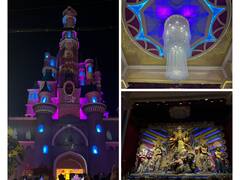 A Glimpse Of A Durga Puja Pandal In Kolkata Which Showcases 'Disneyland' As Its Theme