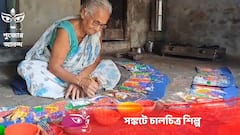 নেই হাতে আঁকা চালচিত্রের চাহিদা, কোনওক্রমে শিল্প বাঁচানোর লড়াই চালাচ্ছেন ৭০ পার করা বৃদ্ধা