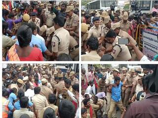 நெல்லையில் போராட்டத்தில் ஈடுபட்ட தூய்மை பணியாளர்கள்; குண்டு கட்டாக தூக்கி கைது செய்த போலீஸ்