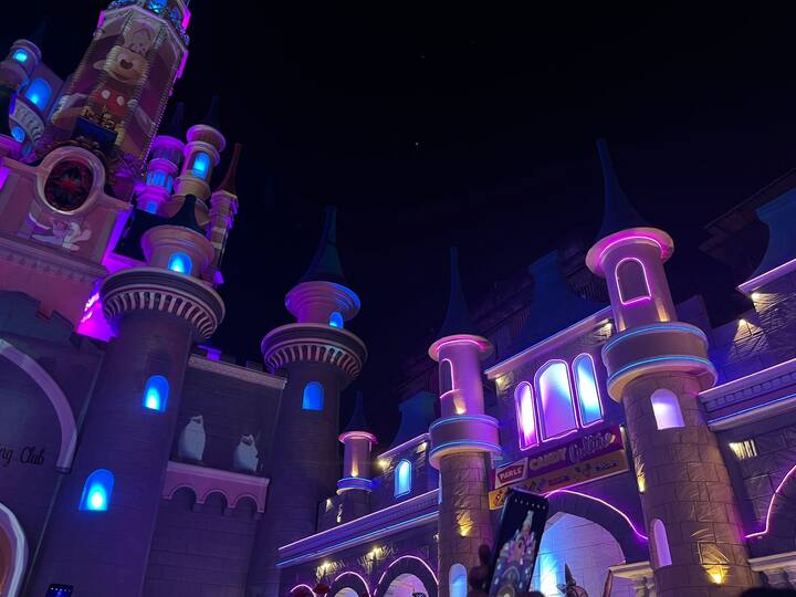 The place was adorned with lights which had a pink and purple effect all over. (Image Source: Shreya Khandelwal)