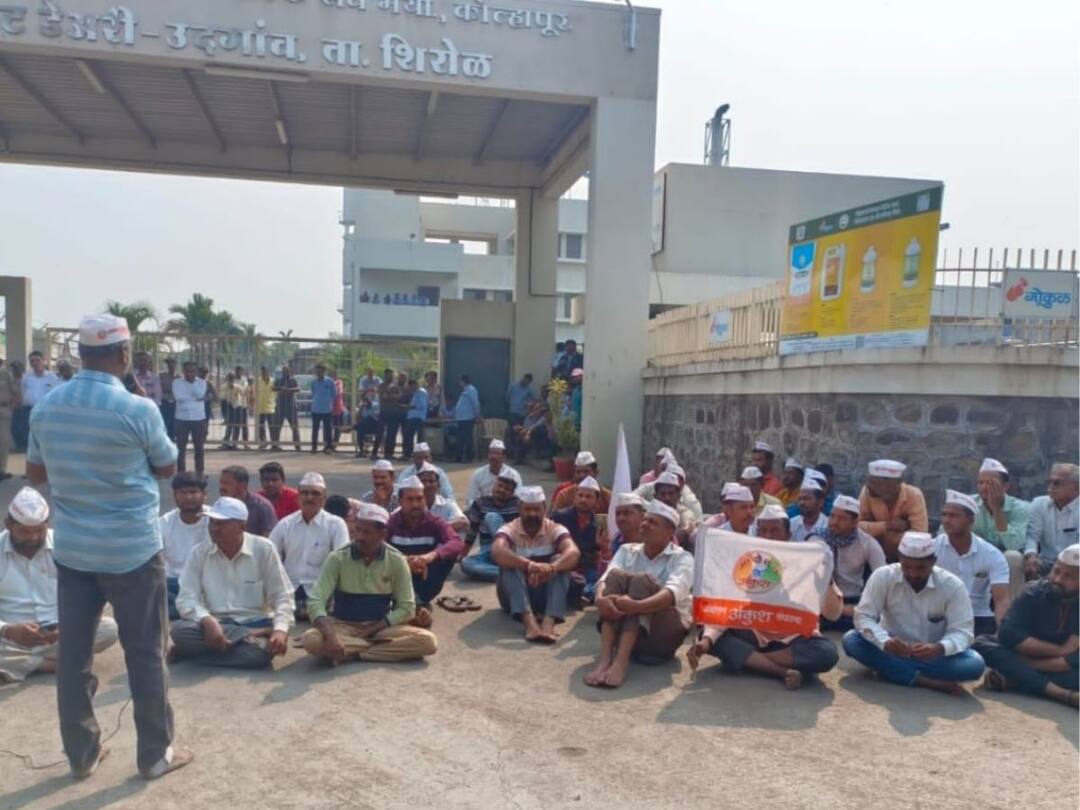 cow milk price reduce two rupees from Gokul In Kolhapur farmers and organizations continue to protest hasan mushrif satej patil Gokul : 'गोकुळ'कडून गायीच्या दूध दराला कात्री; कोल्हापुरात शेतकऱ्यांसह संघटनांचा आक्रोश सुरुच, आता शिरोळमध्ये चिलिंग सेंटर बंद पाडले 