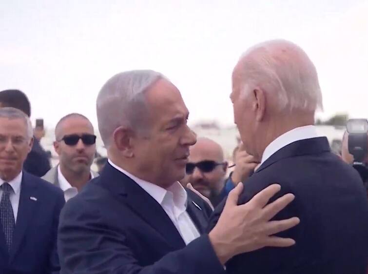 Israel Hamas War: US President Joe Biden reached Israel and hugged Netanyahu at the airport itself Israel Hamas War: યુએસ પ્રમુખ જો બિડેન ઇઝરાયેલ પહોંચ્યા, એરપોર્ટ પર જ નેતન્યાહુને ગળે લગાવ્યા