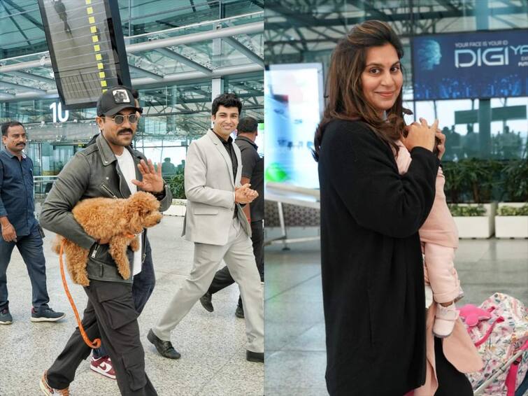 Ram Charan, his wife Upasana, and their daughter Klin Kaara jetted off to Italy for a vacation Ram Charan: క్లీంకారతో తొలిసారి విదేశాలకు బయల్దేరిన చెర్రీ దంపతులు, ఫోటోలు వైరల్