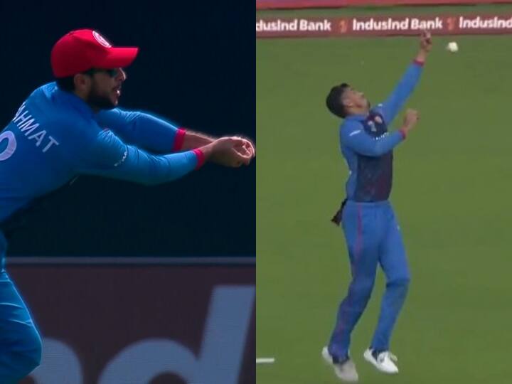 ODI World Cup 2023 NZ vs AFG Afghanistan fielders dropped total seven catches against New Zealand Rashid Mujeed and Hashmatullah NZ vs AFG: अफगानिस्तान के फील्डर्स ने न्यूज़ीलैंड के खिलाफ छोड़े 7 कैच, कप्तान सहित इन खिलाड़ियों ने गंवाए मौके