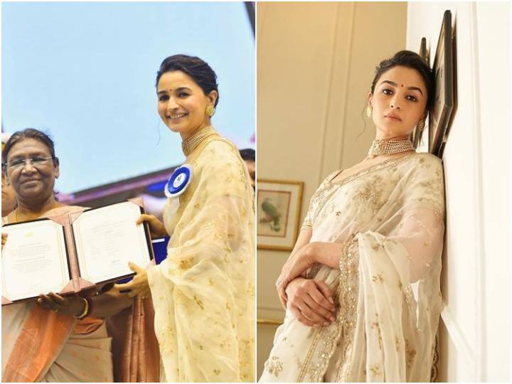 Alia Bhatt Revealed  reason of repeating her wedding saree at 69th National Award function she win best actress award Ranbir kapoor अपनी शादी की साड़ी पहनकर क्यों नेशनल अवॉर्ड लेने गई थीं Alia Bhatt?  एक्ट्रेस ने किया खुलासा, बोलीं- ‘जो एक बार स्पेशल होता है वो बार-बार..’