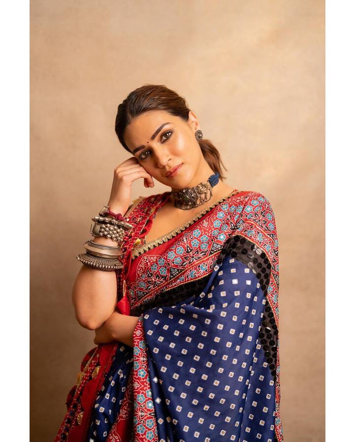 She paired the saree with a choker, a pair of earrings and chunky bangles.(Image: Instagram/@sukritigrover)
