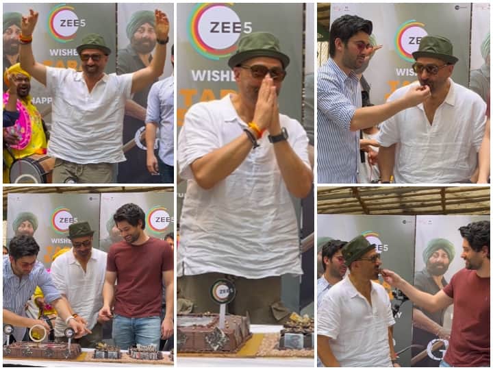 Performed Bhangra on drums, cut cake…, Sunny Deol celebrated his birthday like this with sons Karan and Rajveer.