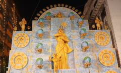 A Glimpse Of 32 feet Durga Idol With Ten Globes In Her Hands Symbolizing 'Vasudhaiva Kutumbakam'