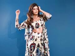 Sanjana Sanghi In Printed Co-Ord Set For Dhak Dhak Promotions; See