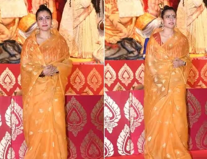 Kajol Durga Pooja Pics: બોલિવૂડ અભિનેત્રી કાજોલ દર વર્ષે દુર્ગા પૂજા પંડાલમાં દર્શન માટે જતી હોય છે. આ વર્ષે પણ અભિનેત્રી દુર્ગા માતાના આશીર્વાદ લેવા મુંબઈના એક દુર્ગા પંડાલમાં પહોંચી હતી