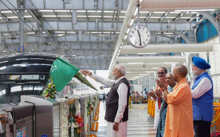 प्रधानमंत्री नरेंद्र मोदी ने शुक्रवार (20 अक्टूबर) को यूपी के गाजियाबाद से रैपिड एक्स ट्रेन कॉरिडोर के पहले चरण का उद्घाटन किया.