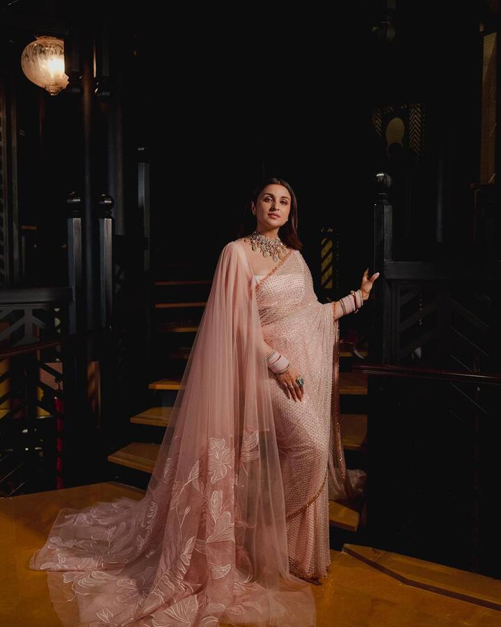 Mansh Malhotra treated fans with pictures of Parineeti Chopra in a rosette blush saree