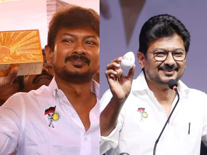 Udhayanidhi on NEET :  “முதுநிலை நீட் சேர, 0 சதவீத மதிப்பெண் எடுத்தால் போதுமாம். இதுதான் நீட் தேர்வின் நிலை” எனக் கூறி, முட்டையொன்றை கையில் காண்பித்தார் உதயநிதி.