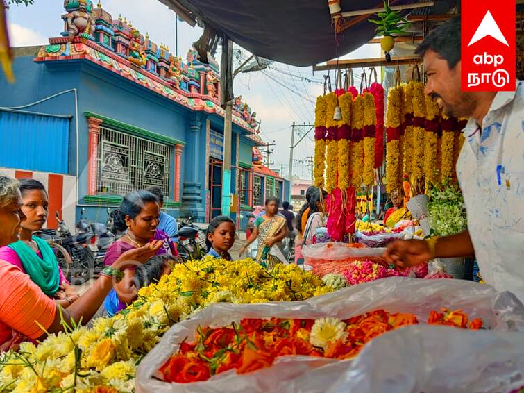 Ayudha Pooja Festival 2023  The price of flowers has doubled in Villupuram on the occasion of Ayudha Puja festival Ayudha Pooja 2023: ஆயுத பூஜையை முன்னிட்டு உச்சம் தொட்ட  பூக்களின் விலை.. விழுப்புரத்தில் இரு மடங்காக  உயர்வு!