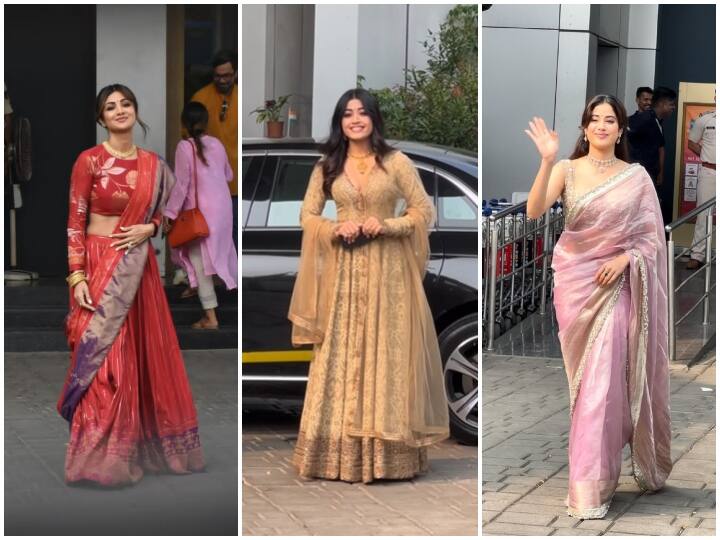 Some wore lehenga and some saree, from Shilpa Shetty to Rashmika Mandanna, these beauties were spotted in traditional look at the airport.