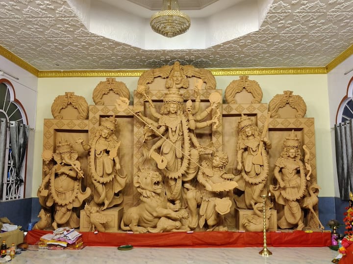 Dokkhin Ambikapur Soshan Road Durga Puja Committee, where Goddess Durga is shown in nine forms. (Image Source: Twitter/@silcharweeb)