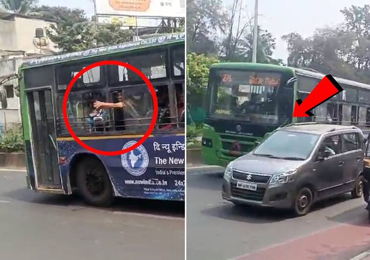 Pune PMPML News  PMPML bus Accident In chaturshrungi road pune bus driver reverse bus due to anger Pune PMPML : राग अनावर झाल्यानं PMPML बस चालकानं बस रिव्हर्स घेतली अन्  वाहनांना उडवलं