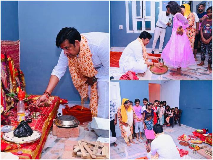 Ravi Kishan Kanya Pujan Pics: भोजपुरी स्टार और बीजेपी से  सांसद रवि किशन ने महानवमी के मौके पर कन्या पूजन किया. इसकी तस्वीरें उन्होंने सोशल मीडिया पर भी शेयर की हैं.