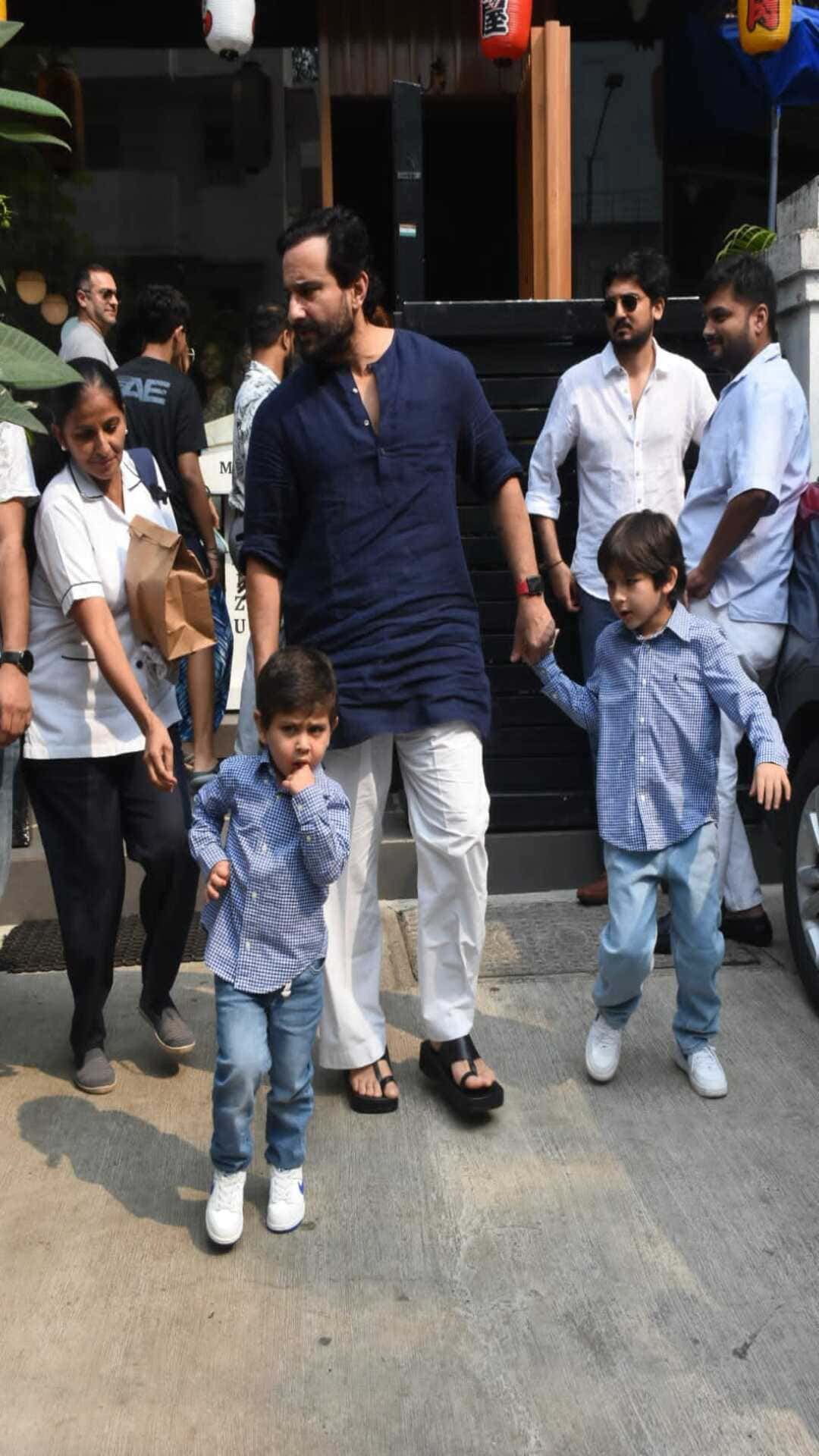 Saif Ali Khan Performs Daddy Duties With Sons Taimur And Jeh