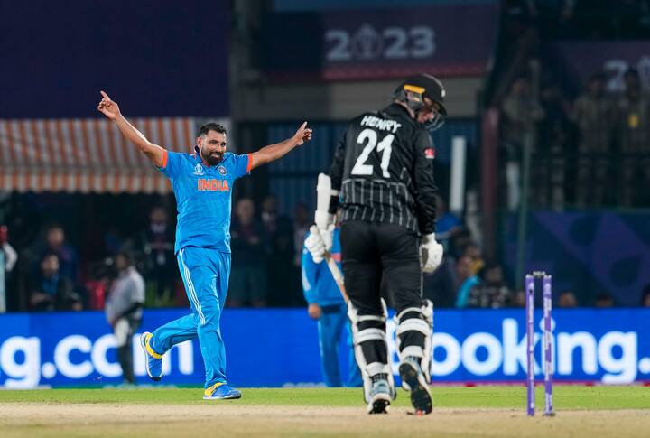 Mohammed Shami became first bowler to take a five-wicket haul in 10 IND vs NZ ODI World Cup matches.