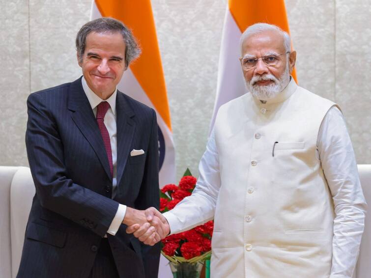 IAEA Director General Rafael Mariano Grossi Meets PM Modi Praises India Nuclear Advancements IAEA Chief Meets PM Modi, Highlights India’s ‘Nuclear Electricity Generation’ Goal For 2047