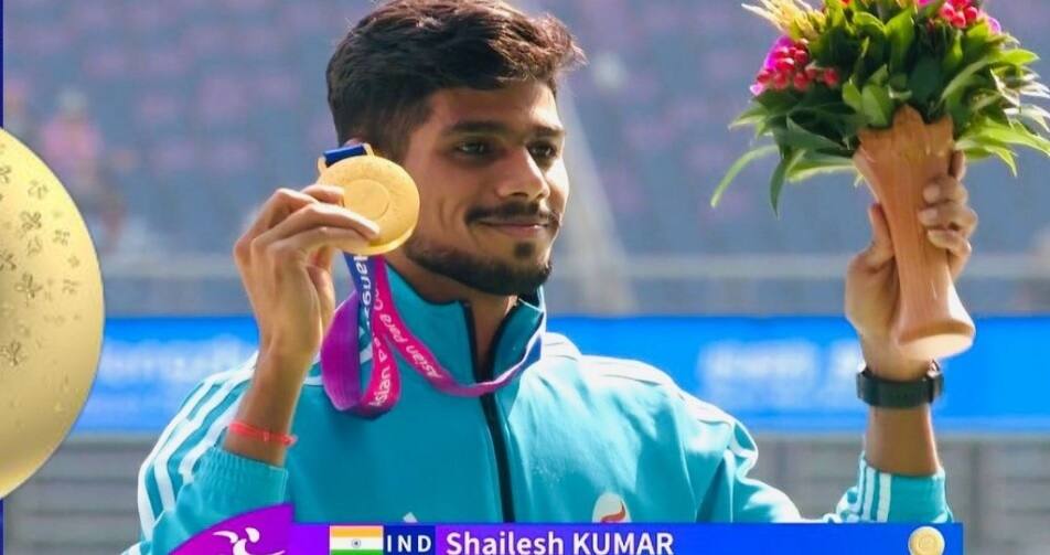 પેરા એશિયન ગેમ્સમાં ભારતની શાનદાર શરૂઆત, બે ઇવેન્ટમાં તમામ ત્રણેય મેડલ ભારતના ખાતામાં Asian Para Games 2023: Shailesh Kumar did wonders in high jump, Indians sweep all medals in two events પેરા એશિયન ગેમ્સમાં ભારતની શાનદાર શરૂઆત, બે ઇવેન્ટમાં તમામ ત્રણેય મેડલ ભારતના ખાતામાં