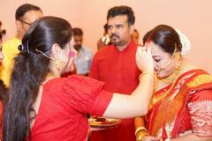 Bengali Actress Aparajita Adhya Visits A Pandal In Kolkata, Participates In 'Sindur Khela'