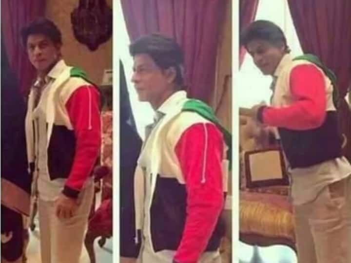 Fact Check photo being viral with false claim that Shah Rukh Khan wear Palestinian Flag in support Fact Check: शाहरुख खान ने सपोर्ट में पहनी फलस्तीन के झंडे वाली जैकेट? इजरायल-हमास वॉर के बीच वायरल हो रही फोटो
