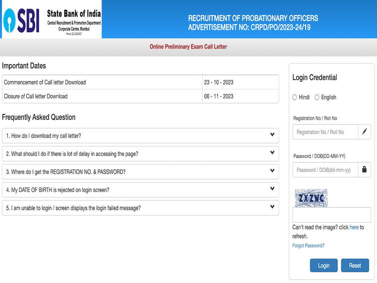 SBI PO Recruitment 2023 : Preliminary Exam Admit Card 2023 Out On sbi.co.in Download Till November 6 SBI PO Recruitment 2023 : Preliminary Exam Admit Card 2023 Out On sbi.co.in - Direct Download Link