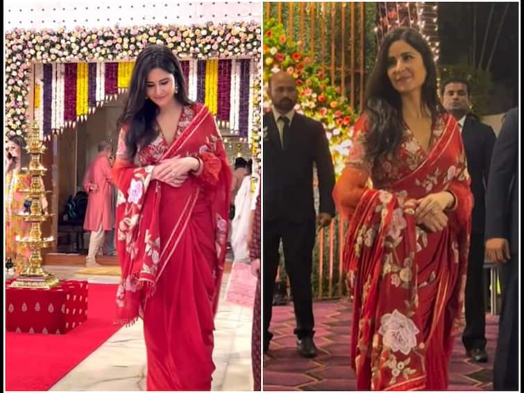 Katrina Kaif Pregnancy Rumours Kalyan Jewellers Navratri Puja Red Saree Viral Video, WATCH Katrina Kaif Sparks Pregnancy Rumours Once Again With Latest Appearance At Navratri Puja, WATCH