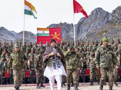 Rajnath Singh Performs 'Shastra Puja' With Army On Vijayadashmi, IAF Chief Visits Forces Near LoC — PICS