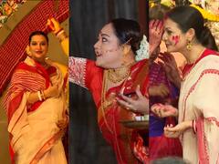 Durga Puja 2023: আজ উমা বিদায়ের পালা, মণ্ডপে মণ্ডপে সিঁদুরখেলায় মাতলেন তারকারা