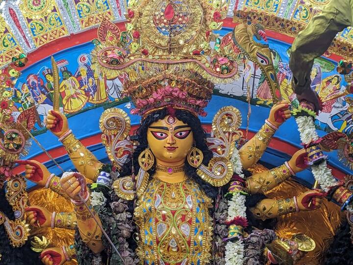 The ritual holds a significant place in the hearts of devotees, signifying the end of a vibrant celebration and the beginning of the journey towards her symbolic return to her heavenly abode. (Image Source: Utsa Ganguly)
