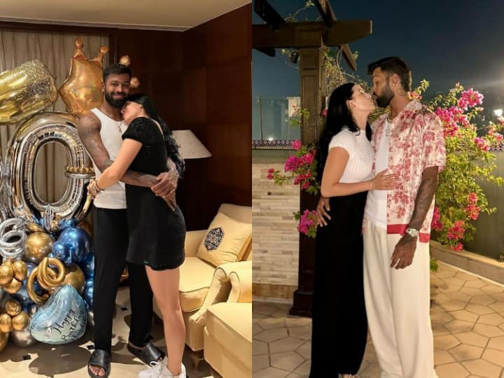 Hardik Pandya-Natasa Stankovic Photos: हार्दिक पंड्या और उनकी स्टार वाइफ नताशा स्टेनकोविक बी-टाउन के हॉट कपल्स में से एक हैं. जो एक बार फिर कैमरे के सामने रोमांटिक होते दिखें. देखिए तस्वीरें