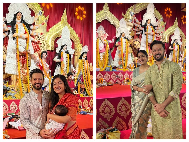 Ishita Dutta And her husband Vatsal Seth celebrated Durga Puja with their newborn son Vaayu. The actors took to Instagram to share pictures from the festivity.