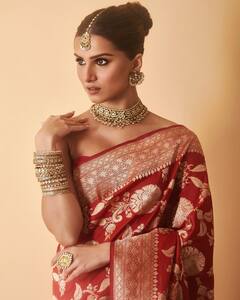 Tara Sutaria Is Painting The Town Red With Her Gorgeous PICS In A Banarasi Saree