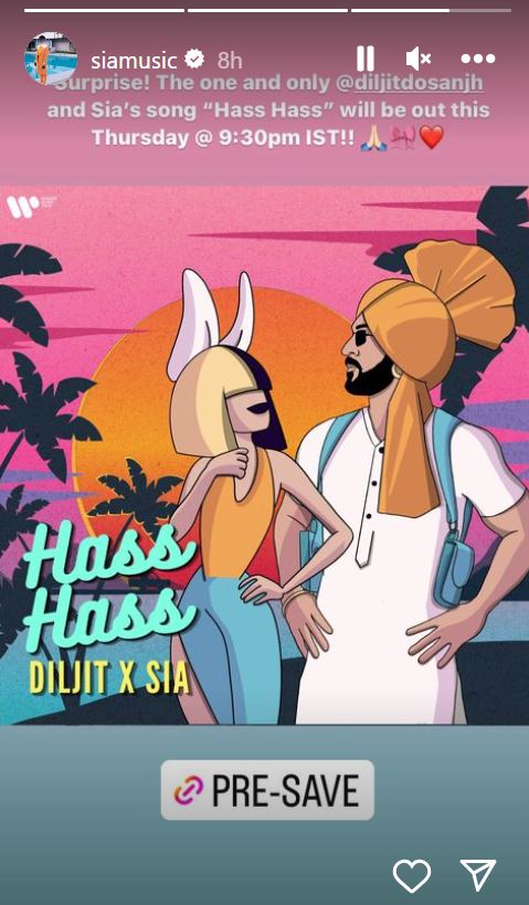 Diljit Dosanjh Collabs With Sia For The Track 'Hass Hass', To Release On This Date