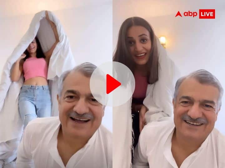 Father daughter viral video on bed funny video went viral Viral Video: 'मेरा तो शुगर डैडी है', बाप-बेटी की जोड़ी ने बेड पर कर दी ऐसी हरकत, लोगों ने जमकर लगाई क्लास
