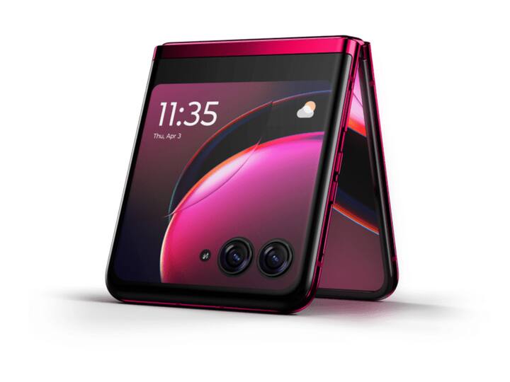 Moto Razr 40 Ultra (Price: Rs 89,999) | The Moto Razr Flip 40 Ultra features a 6.9-inch LTPO AMOLED display with a 165Hz refresh rate, powerful Snapdragon 8+ Gen 1 chip, and dual cameras. It also boasts a stock Android 13 experience and the ability to use apps on both its main and cover displays, making it a standout choice primarily for its exceptional displays. [Image credit: Motorola]