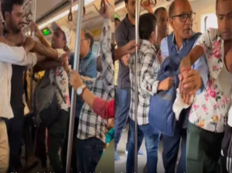 Delhi Metro Fight Viral Video Fight Breaks Out In Delhi Metro Slaps, Punches Fly As Fight Breaks Out In Delhi Metro. WATCH