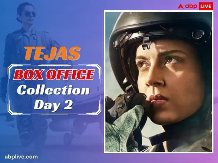 Tejas Box Office Collection Day 2 Kangana Ranaut Film earn 1 crore 50 lakh on second day Saturday amid leo ganapath Tejas Box Office Collection Day 2: बॉक्स ऑफिस पर पिट गई Tejas, दूसरे दिन भी  Kangana की फिल्म मुश्किल से कर पाई इतनी सी कमाई