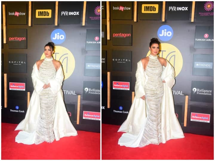 Priyanka chopra Mami film festival Photos Actress Looking Gorgeous In White Onepiece Bodycone Dress Mami Film Festival: व्हाइट वनपीस ड्रेस में बेहद स्टालिश लगीं Priyanka Chopra, टकटकी लगाए देखते रह गए लोग