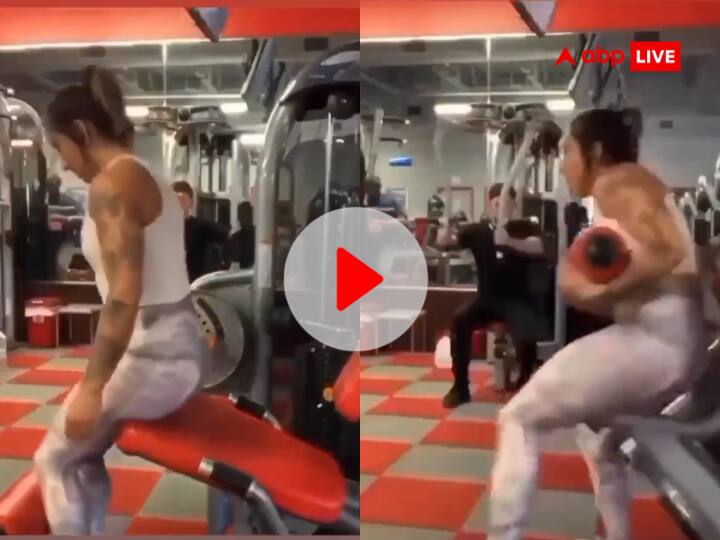 Girl work out gym video went viral after she looses balance watch जिम में वर्क आउट करने जा रही थी लड़की, अचानक बिगड़ा बैलेंस, फिर जो हुआ... देखें VIDEO
